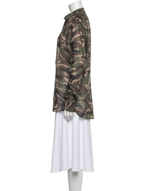 Saint Laurent Camouflage Print Long Sleeve Button-Up Top
