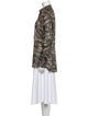 Saint Laurent Camouflage Print Long Sleeve Button-Up Top