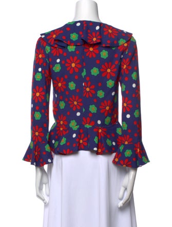 Saint Laurent Floral Print V-Neck Crop Top