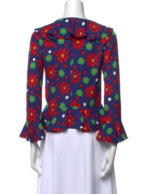 Saint Laurent Floral Print V-Neck Crop Top