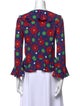 Saint Laurent Floral Print V-Neck Crop Top
