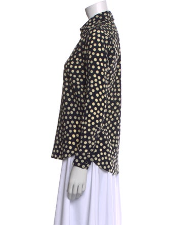 Saint Laurent Silk Polka Dot Print Button-Up Top