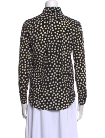 Saint Laurent Silk Polka Dot Print Button-Up Top