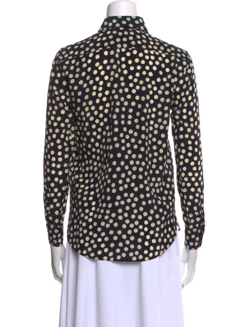 Saint Laurent Silk Polka Dot Print Button-Up Top