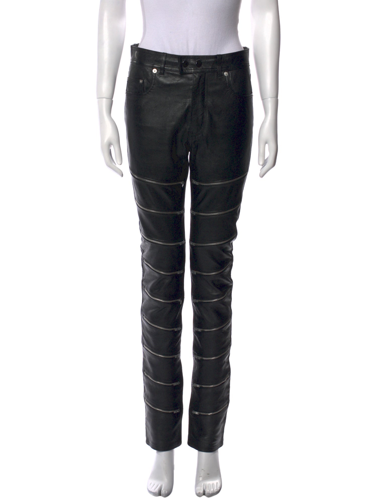 Saint Laurent Leather Straight Leg Pants