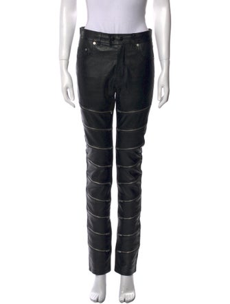 Saint Laurent Leather Straight Leg Pants