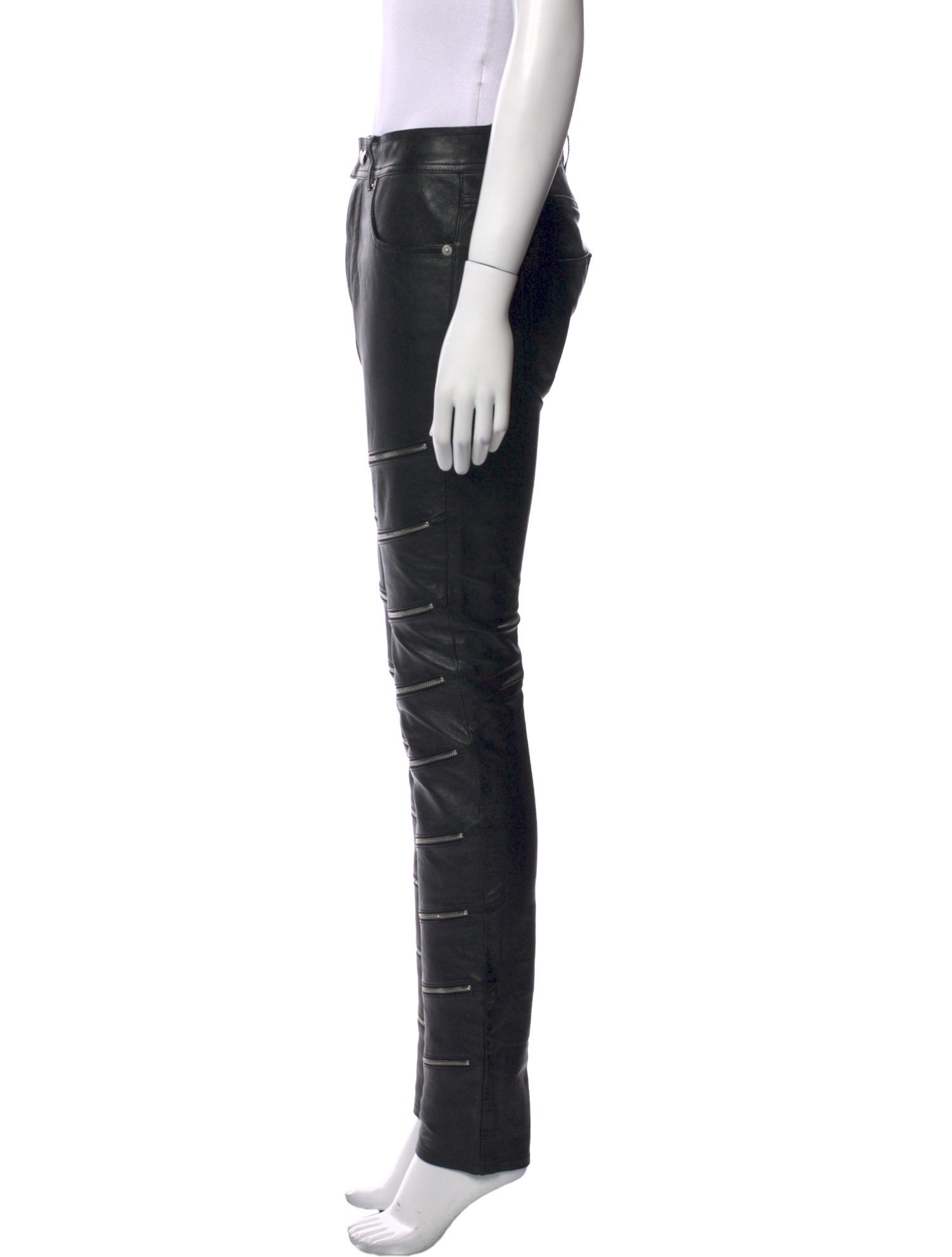 Saint Laurent Leather Straight Leg Pants