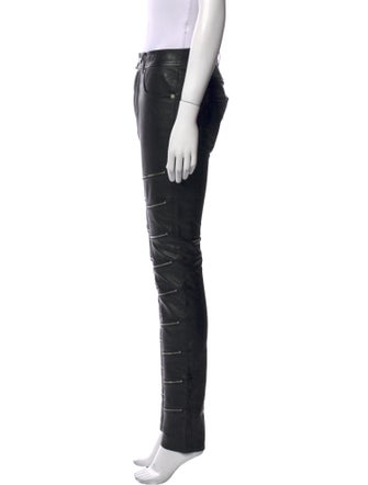 Saint Laurent Leather Straight Leg Pants