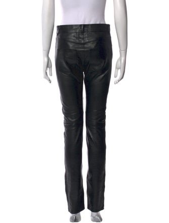 Saint Laurent Leather Straight Leg Pants
