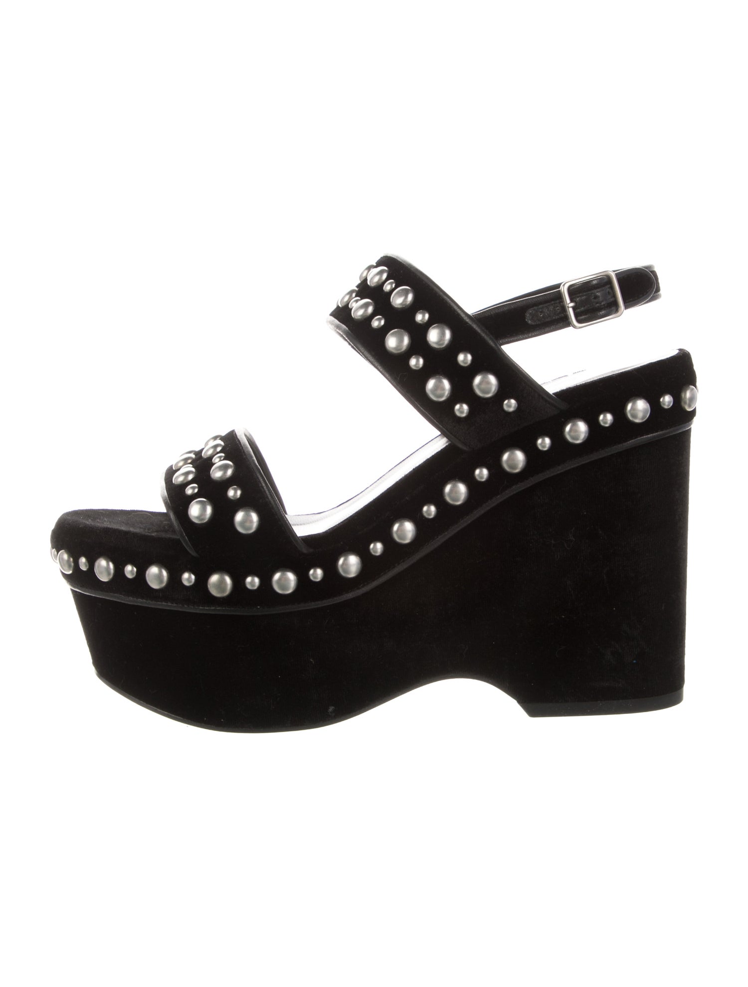 Saint Laurent Suede Studded Accents Slingback Sandals