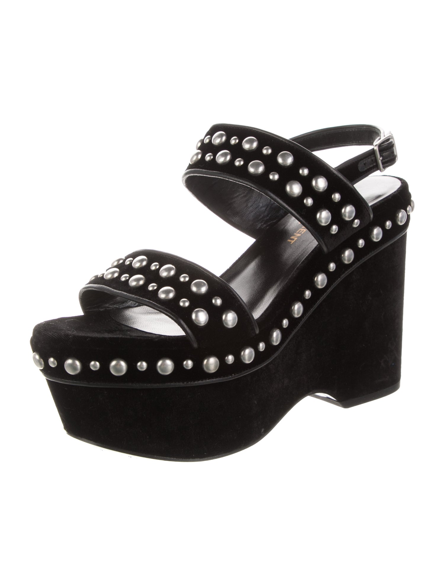 Saint Laurent Suede Studded Accents Slingback Sandals