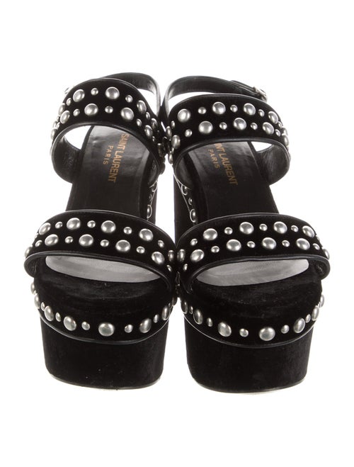 Saint Laurent Suede Studded Accents Slingback Sandals