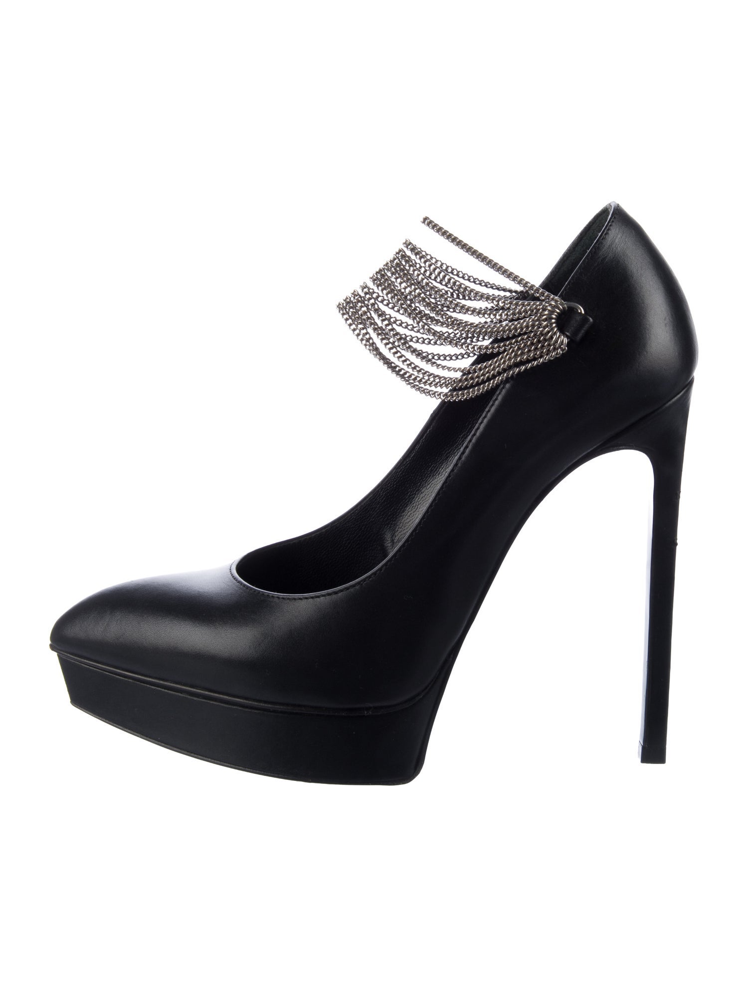 Saint Laurent Leather Chain-Link Accents Pumps