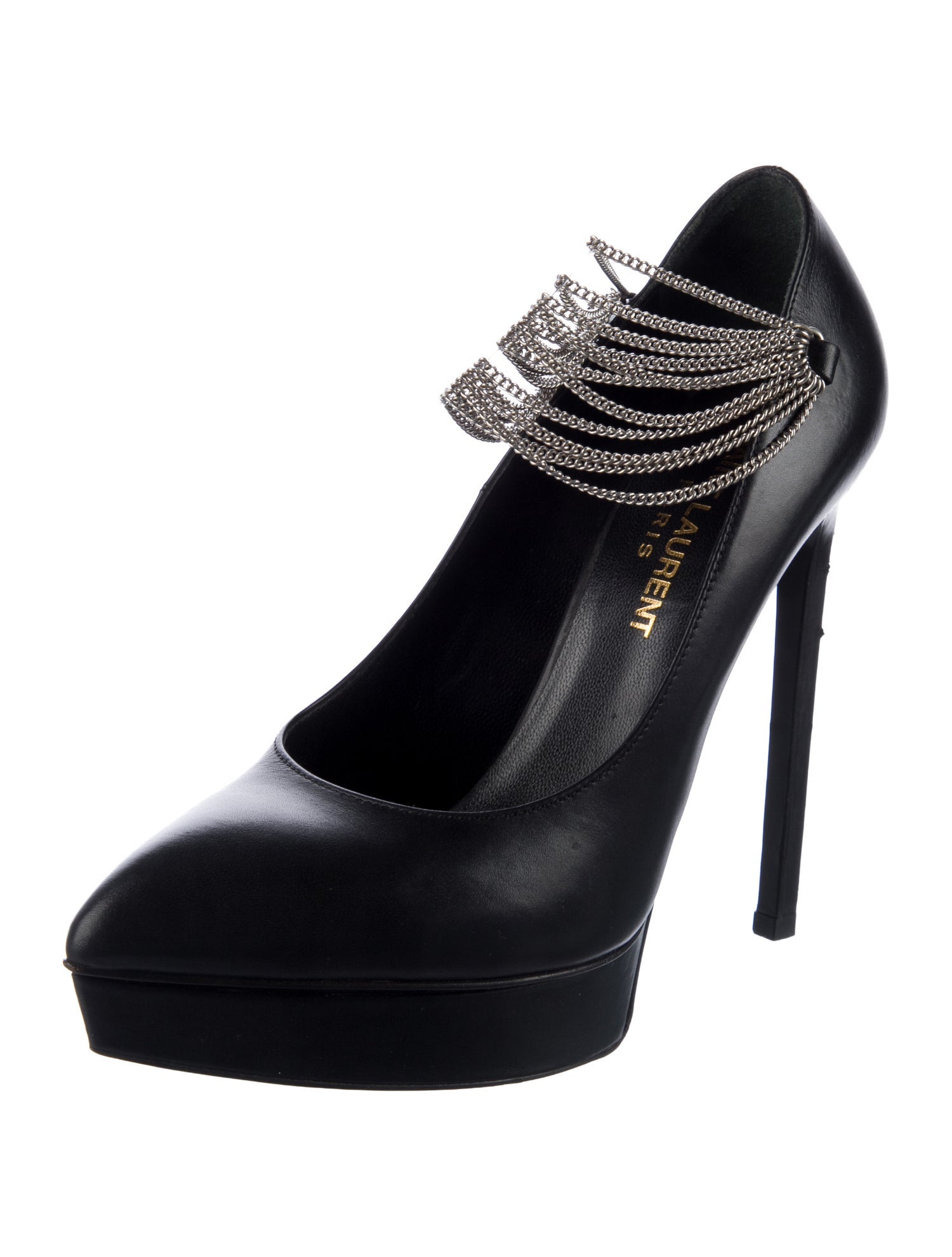 Saint Laurent Leather Chain-Link Accents Pumps