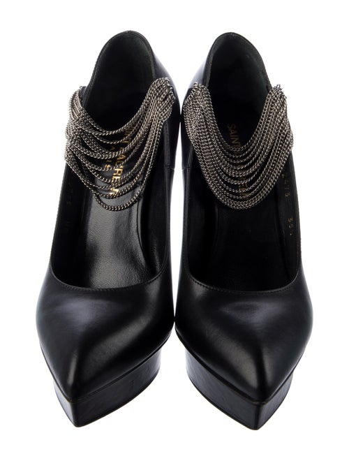 Saint Laurent Leather Chain-Link Accents Pumps