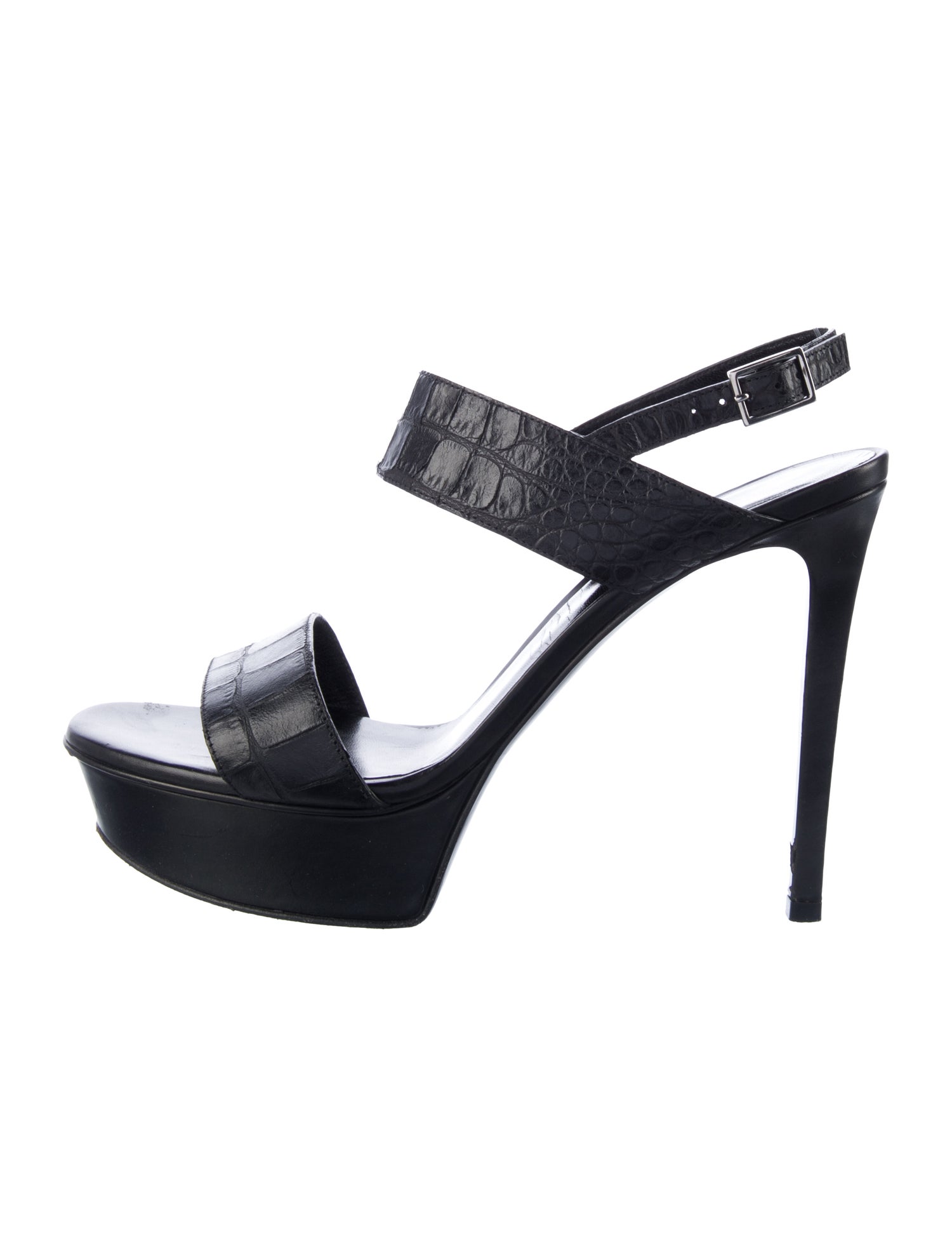 Saint Laurent Embossed Leather Slingback Sandals