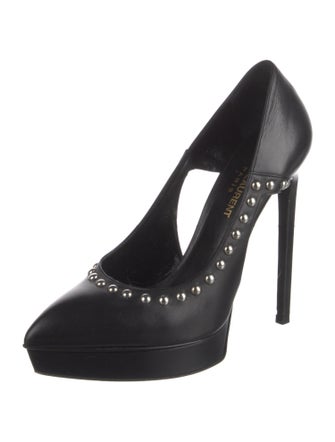 Saint Laurent Leather Cutout Accent Pumps