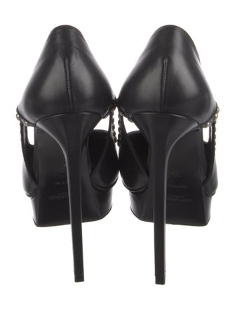 Saint Laurent Leather Cutout Accent Pumps