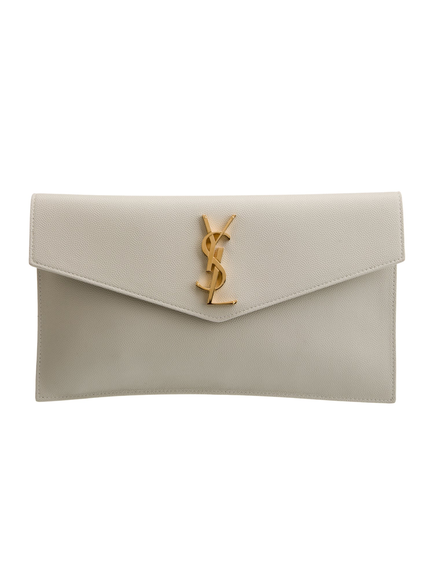 Saint Laurent Leather YSL Grain De Poudre Clutch Medium 2024