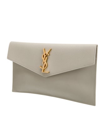 Saint Laurent Leather YSL Grain De Poudre Clutch Medium 2024