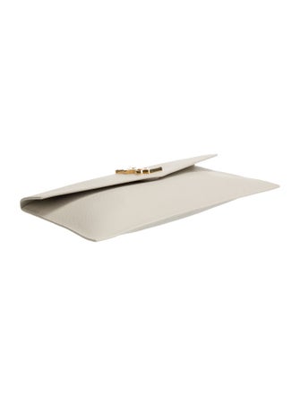 Saint Laurent Leather YSL Grain De Poudre Clutch Medium 2024