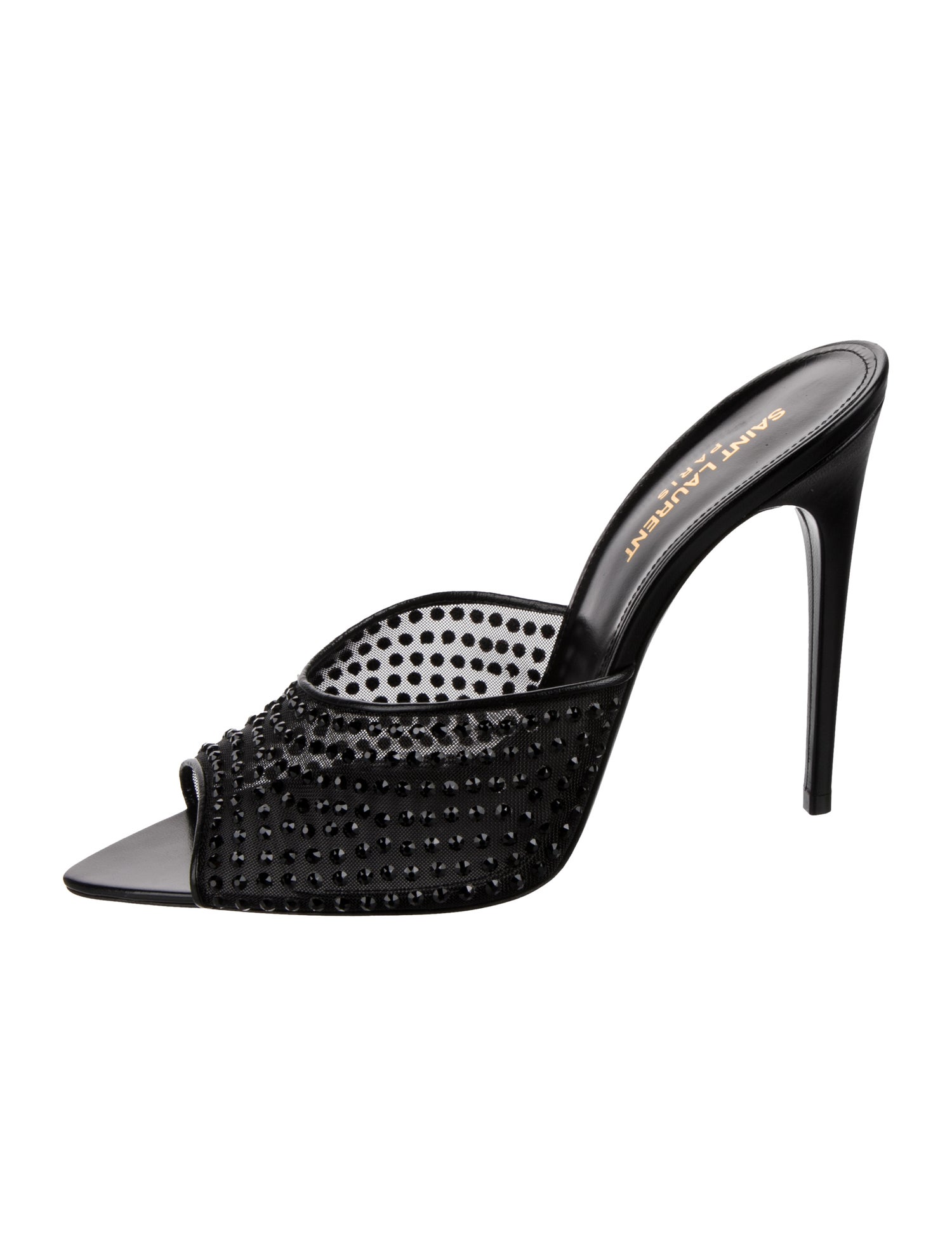 Saint Laurent Mesh Crystal Embellishments Slides