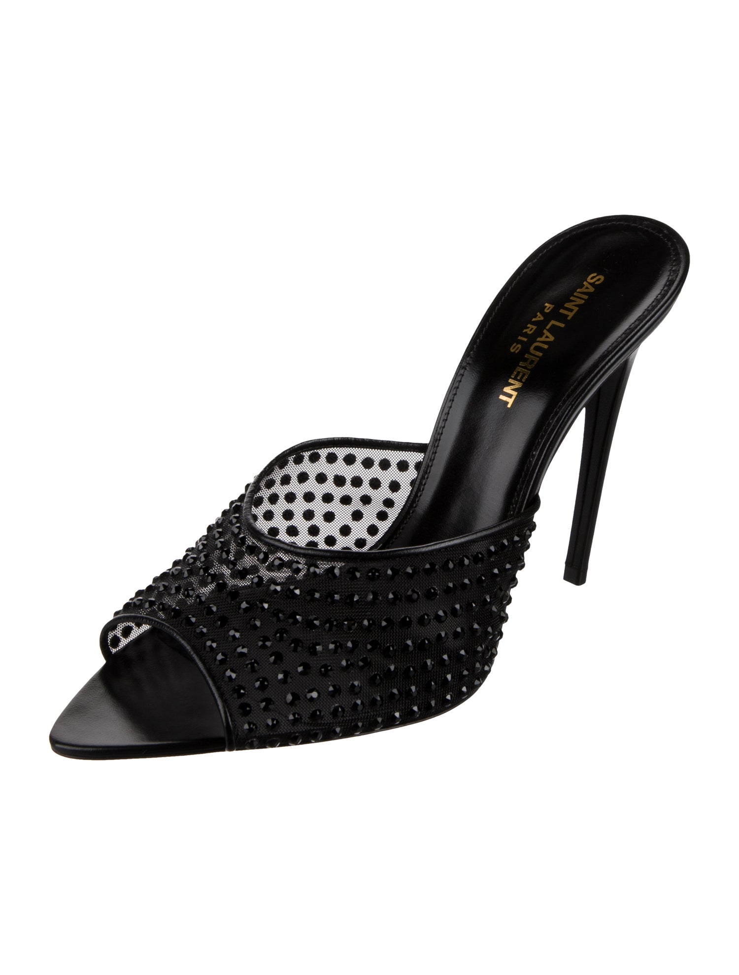 Saint Laurent Mesh Crystal Embellishments Slides