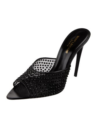 Saint Laurent Mesh Crystal Embellishments Slides