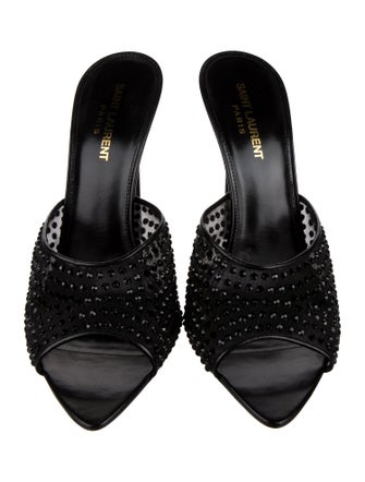 Saint Laurent Mesh Crystal Embellishments Slides