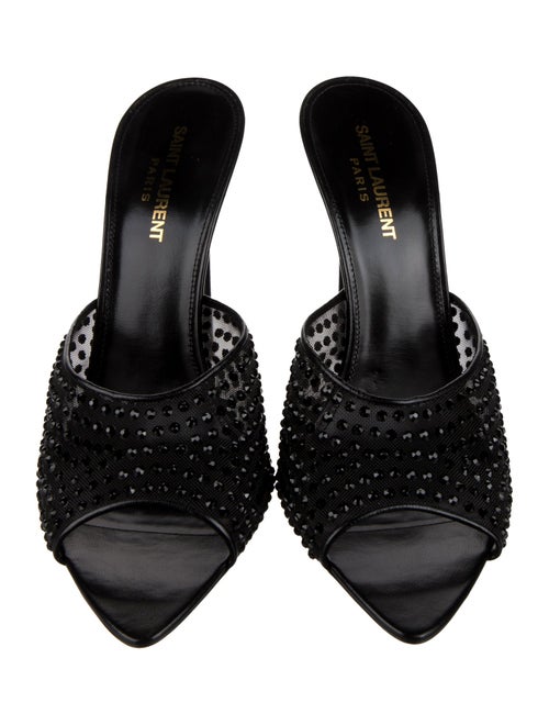 Saint Laurent Mesh Crystal Embellishments Slides
