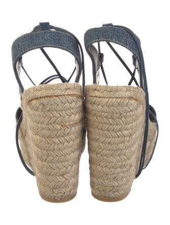 Saint Laurent Denim Leather Trim Embellishment Slingback Pumps