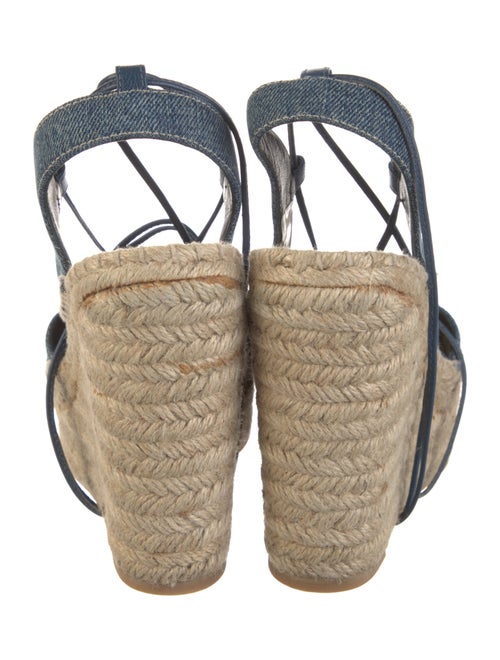 Saint Laurent Denim Leather Trim Embellishment Slingback Pumps