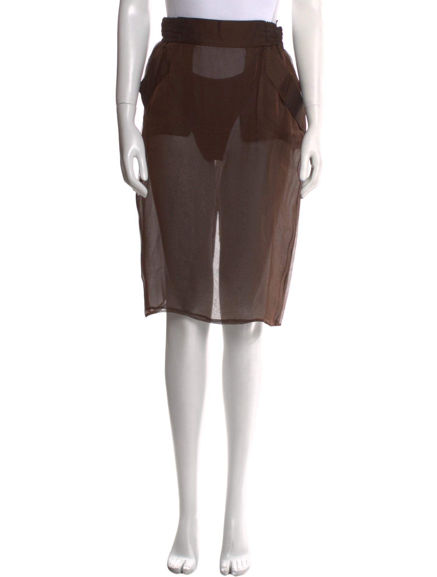 Saint Laurent Silk Knee-Length Skirt w/ Tags