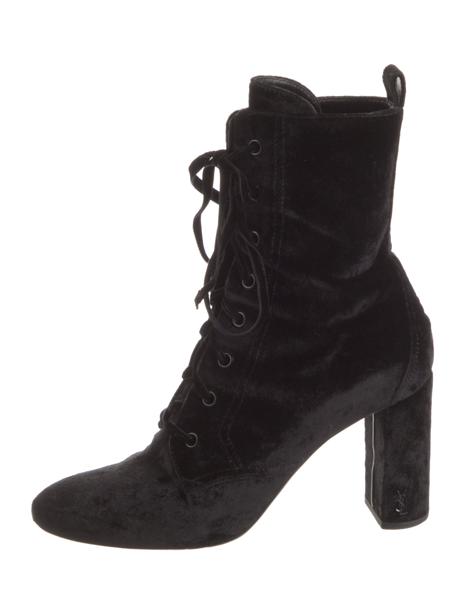 Saint Laurent Velvet Lace-Up Boots