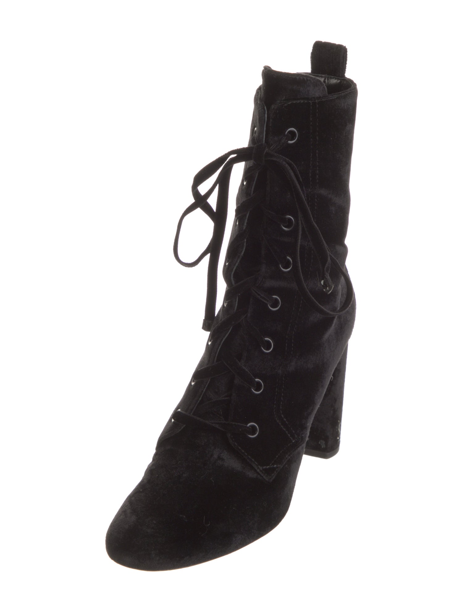 Saint Laurent Velvet Lace-Up Boots
