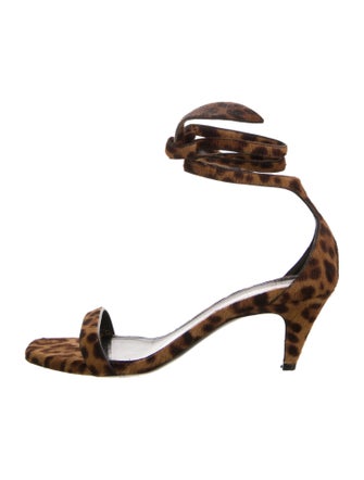 Saint Laurent Ponyhair Animal Print Sandals