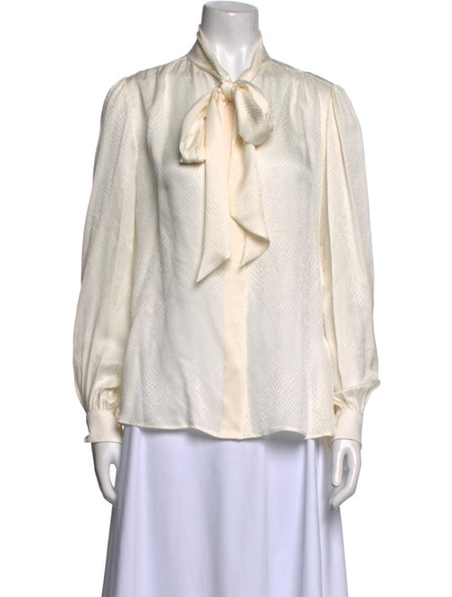Saint Laurent Silk Tie Neck Blouse