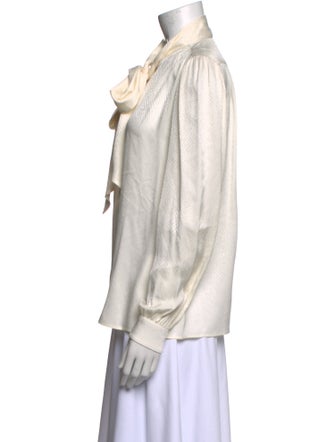 Saint Laurent Silk Tie Neck Blouse