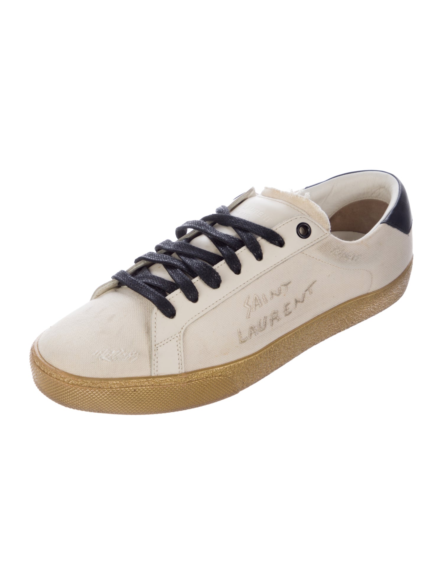 Saint Laurent Canvas Colorblock Pattern Sneakers