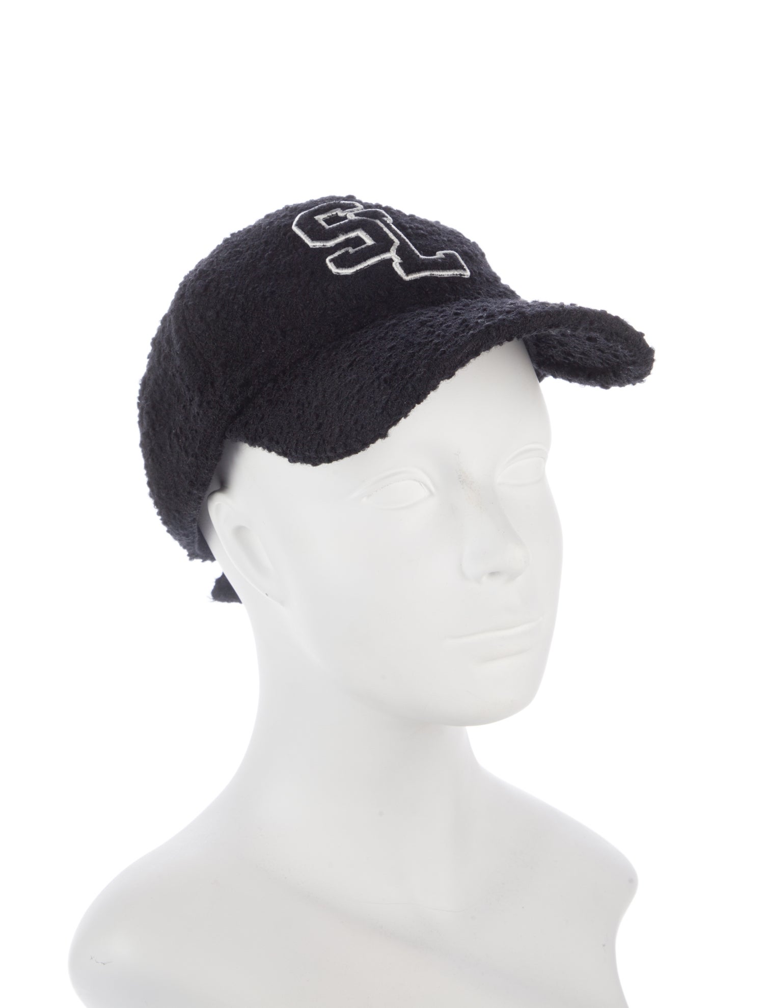 Saint Laurent Black Wool Logo Embroidery Patch Baseball Cap w/ Tags