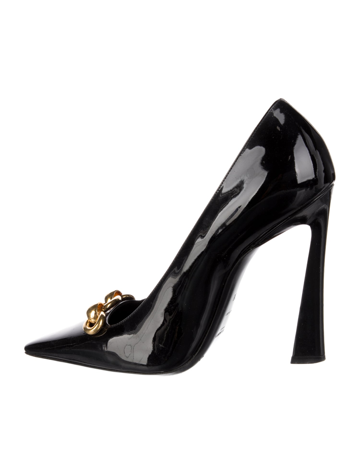 Saint Laurent Patent Leather Chain-Link Accents Pumps