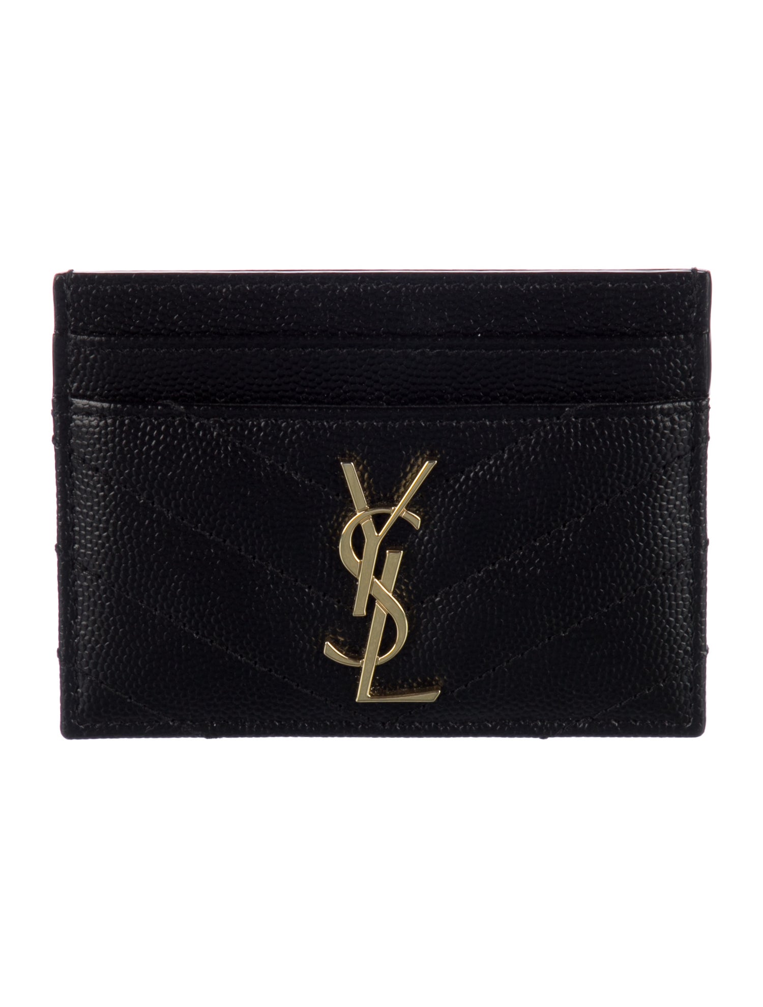 Saint Laurent Leather Plaid Print Card Holder