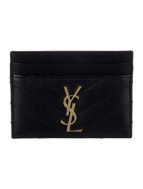 Saint Laurent Leather Plaid Print Card Holder