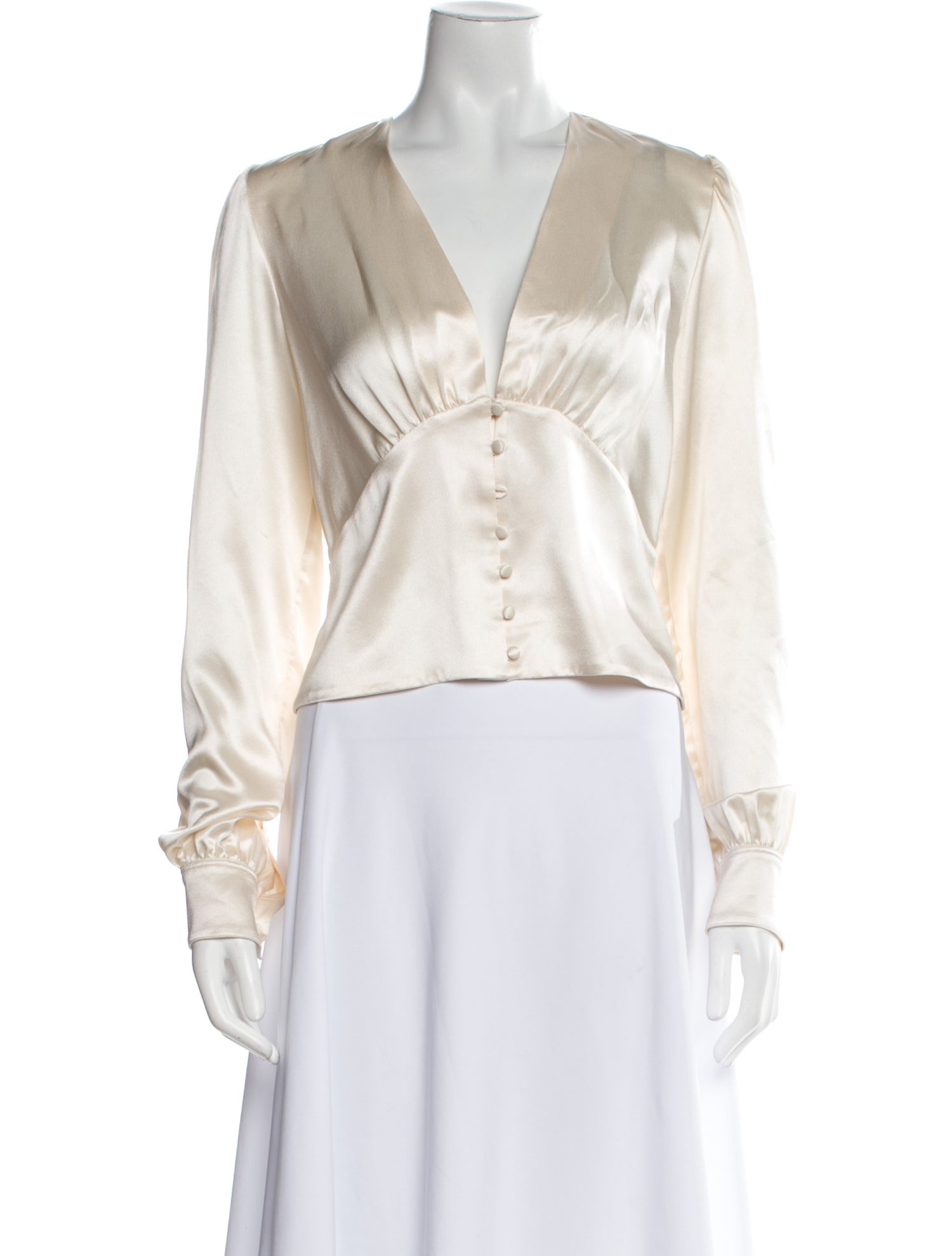 Saint Laurent Silk V-Neck Blouse w/ Tags