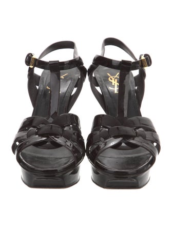 Saint Laurent Patent Leather T-Strap Sandals