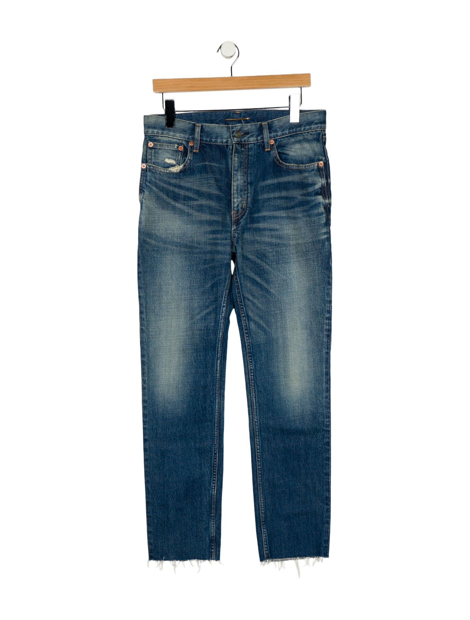 Saint Laurent High-Rise Straight Leg Jeans