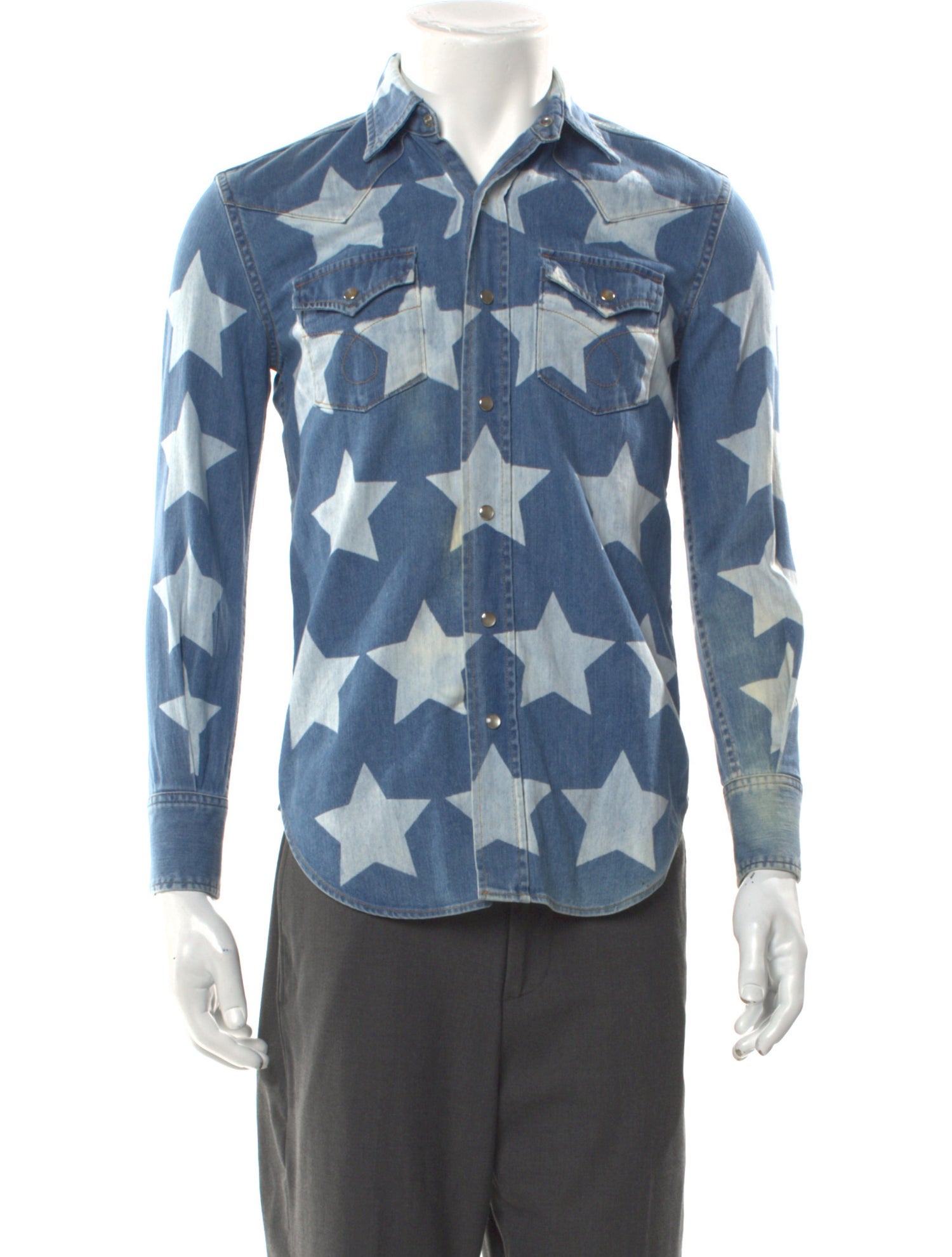 Saint Laurent 2016 Denim Star Print Shirt