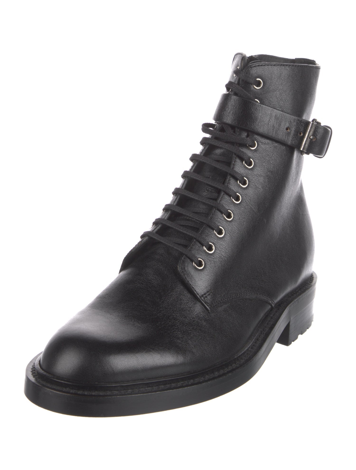 Saint Laurent Leather Lace-Up Boots