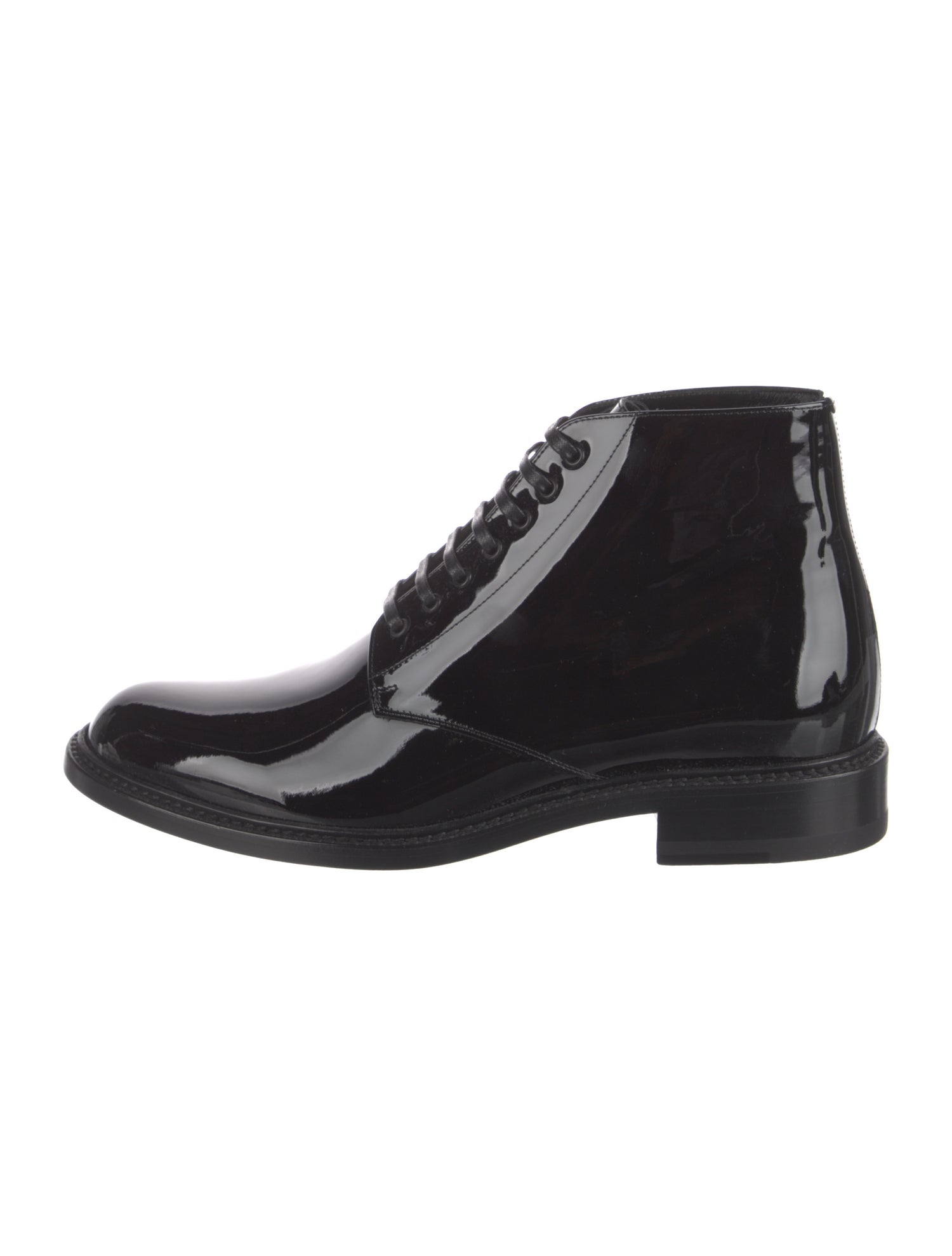 Saint Laurent Patent Leather Lace-Up Boots