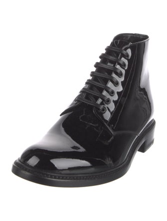 Saint Laurent Patent Leather Lace-Up Boots